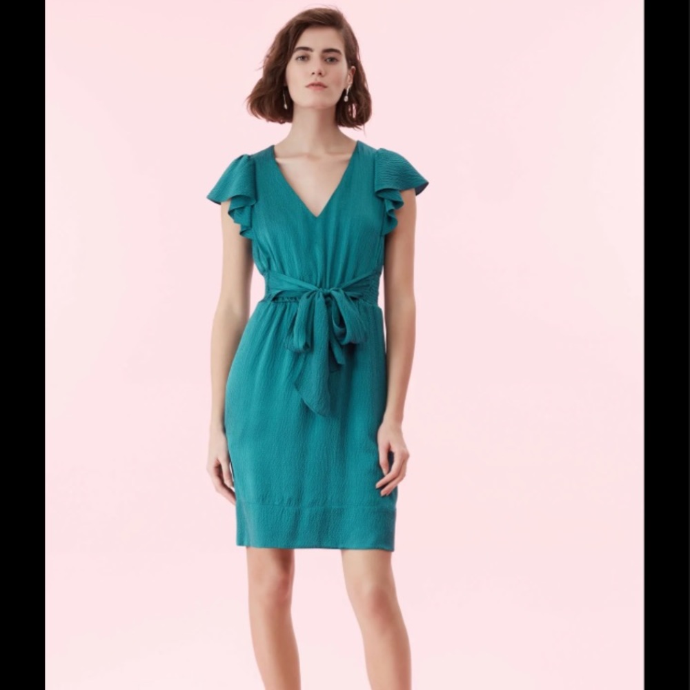 Rebecca Taylor Hammered silk v neck dress